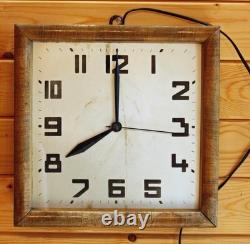 Vintage 36cm Wooden Wall Clock Electric Retro Mid Century Style Industrial