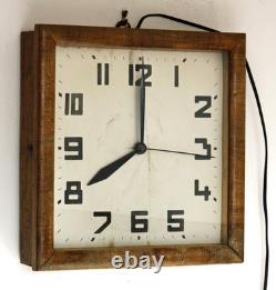 Vintage 36cm Wooden Wall Clock Electric Retro Mid Century Style Industrial