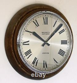 Vintage 40cm Magneta Wall Clock Large Wooden Mid Century School Industrial