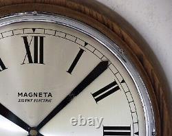 Vintage 40cm Magneta Wall Clock Large Wooden Mid Century School Industrial