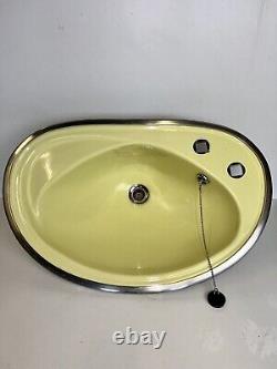 Vintage 50's 60's Retro sink Stainless Steel Boat Under counter Retro Round