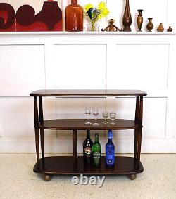Vintage 50s Ercol baby Giraffe Room Divider Trolley Bookcase Elm