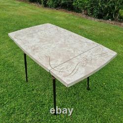 Vintage 60's Brown Formica Wood Dropleaf Kitchen Dining Table Mid-Century Retro