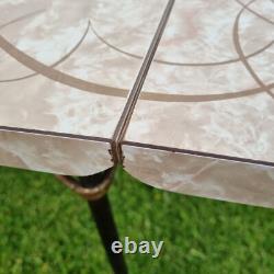 Vintage 60's Brown Formica Wood Dropleaf Kitchen Dining Table Mid-Century Retro