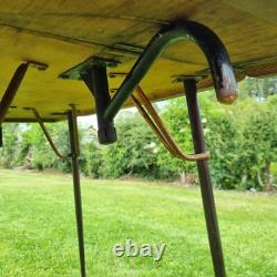 Vintage 60's Brown Formica Wood Dropleaf Kitchen Dining Table Mid-Century Retro