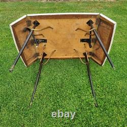 Vintage 60's Brown Formica Wood Dropleaf Kitchen Dining Table Mid-Century Retro