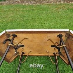 Vintage 60's Brown Formica Wood Dropleaf Kitchen Dining Table Mid-Century Retro