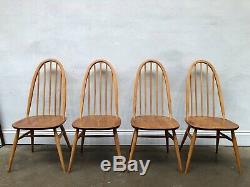 Vintage 60's Ercol 4 x Blonde Windor Dining Chairs. Retro Danish. DELIVERY