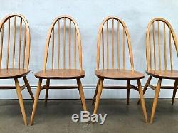 Vintage 60's Ercol 4 x Blonde Windor Dining Chairs. Retro Danish. DELIVERY