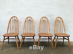 Vintage 60's Ercol 4 x Blonde Windor Dining Chairs. Retro Danish. DELIVERY