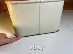 Vintage 70s Mushroom Tin Bread Box Bin Burnt Orange Green Retro Kitchen Storage