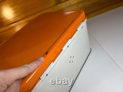 Vintage 70s Mushroom Tin Bread Box Bin Burnt Orange Green Retro Kitchen Storage