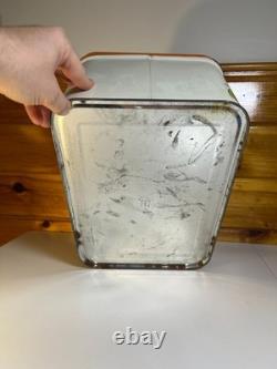 Vintage 70s Mushroom Tin Bread Box Bin Burnt Orange Green Retro Kitchen Storage