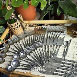 Vintage 70s Viners Japan Mosaic Cutlery Set X 50 Forks Knives Spoons Retro RARE