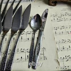 Vintage 70s Viners Japan Mosaic Cutlery Set X 50 Forks Knives Spoons Retro RARE