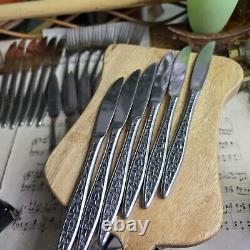 Vintage 70s Viners Japan Mosaic Cutlery Set X 50 Forks Knives Spoons Retro RARE