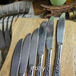 Vintage 70s Viners Japan Mosaic Cutlery Set X 50 Forks Knives Spoons Retro RARE