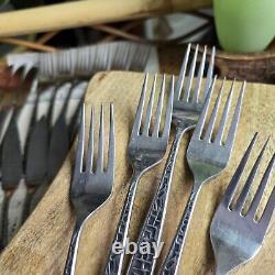 Vintage 70s Viners Japan Mosaic Cutlery Set X 50 Forks Knives Spoons Retro RARE