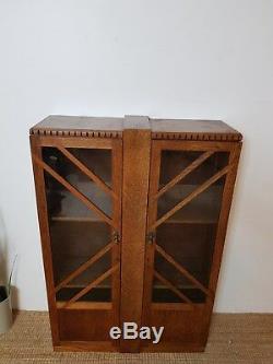 Vintage Antique Display Oak And Glass Cabinet