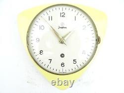 Vintage Antique Kitchen Retro Wall Clock German JUNGHANS Ceramic Yellow