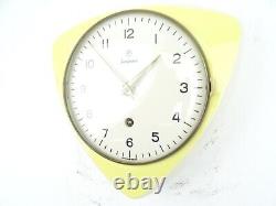 Vintage Antique Kitchen Retro Wall Clock German JUNGHANS Ceramic Yellow