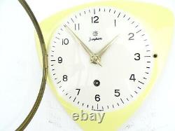 Vintage Antique Kitchen Retro Wall Clock German JUNGHANS Ceramic Yellow