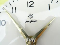 Vintage Antique Kitchen Retro Wall Clock German JUNGHANS Ceramic Yellow