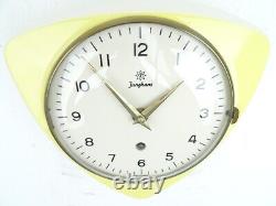 Vintage Antique Kitchen Retro Wall Clock German JUNGHANS Ceramic Yellow