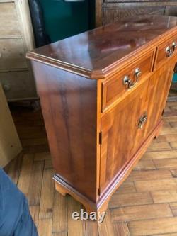 Vintage Antique Style Narrow Brown Wooden Cabinet Drawers Hall Console Table