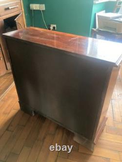 Vintage Antique Style Narrow Brown Wooden Cabinet Drawers Hall Console Table