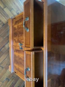 Vintage Antique Style Narrow Brown Wooden Cabinet Drawers Hall Console Table