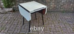 Vintage Arvin Retro Funky Drop Leaf Geometric Formica Metal Kitchen Dining Table