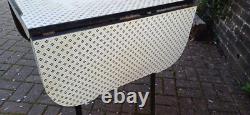 Vintage Arvin Retro Funky Drop Leaf Geometric Formica Metal Kitchen Dining Table