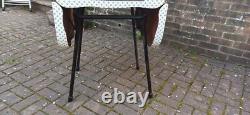 Vintage Arvin Retro Funky Drop Leaf Geometric Formica Metal Kitchen Dining Table