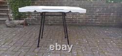 Vintage Arvin Retro Funky Drop Leaf Geometric Formica Metal Kitchen Dining Table