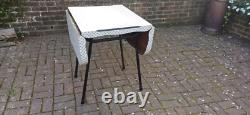 Vintage Arvin Retro Funky Drop Leaf Geometric Formica Metal Kitchen Dining Table