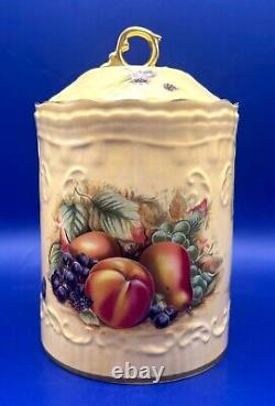 Vintage Aynsley Lidded Cookie or Sweet Jar in Gold Orchard Design, 18cm