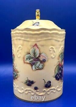 Vintage Aynsley Lidded Cookie or Sweet Jar in Gold Orchard Design, 18cm