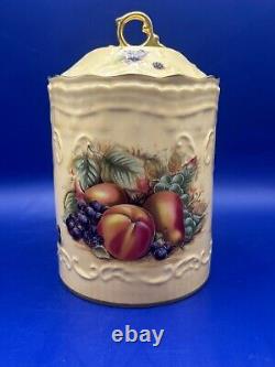 Vintage Aynsley Lidded Cookie or Sweet Jar in Gold Orchard Design, 18cm