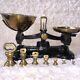 Vintage Black Kitchen Balance Retro Scales Librasco Libra & 7 Brass Bell Weights