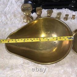Vintage BLACK Kitchen Balance Retro Scales LIBRASCO LIBRA & 7 BRASS BELL Weights