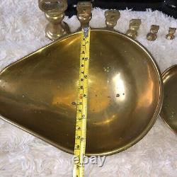 Vintage BLACK Kitchen Balance Retro Scales LIBRASCO LIBRA & 7 BRASS BELL Weights