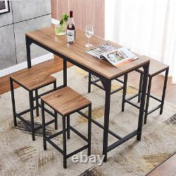 Vintage Bar Table and 2/4 Stools Set Industrial Breakfast Bar Table Dining Set