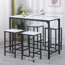 Vintage Bar Table and 4 Stools Set Industrial Breakfast Dining Set Retro Table