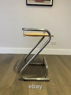 Vintage Bar/kitchen Stools In Wood & Chrome X 2