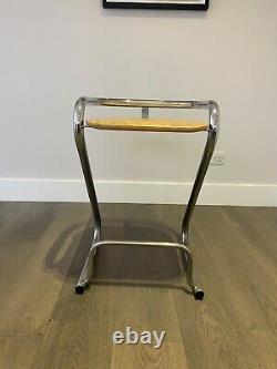 Vintage Bar/kitchen Stools In Wood & Chrome X 2