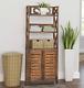 Vintage Bathroom Cabinet Tall Wooden Furniture Laundry Storage Unit 2 Cupboards