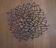 Vintage Black Metal Work Thatched Twig Nest Stick Centrepiece Fruit Bowl Retro