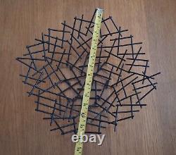 Vintage Black Metal Work Thatched Twig Nest Stick Centrepiece Fruit Bowl Retro