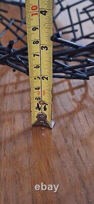 Vintage Black Metal Work Thatched Twig Nest Stick Centrepiece Fruit Bowl Retro